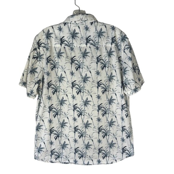 MB Michael Brandon Hawaiian Shirt Mens Large White Blue Casual Slim Fit - Picture 2 of 8